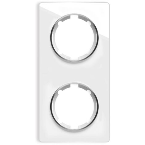 Plaque de finition Garda, en verre, vertical, 2 postes - blanc