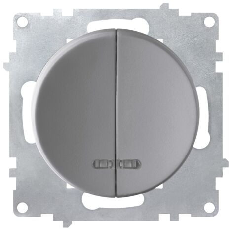 Interrupteur double, simple allumage, témoin lumineux LED, 1 voie - gris