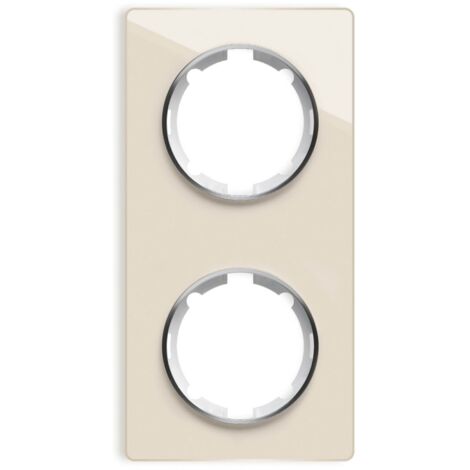 Plaque de finition Garda, en verre, vertical, 2 postes - beige