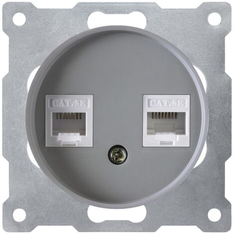 Prise double 2xRJ45, Cat.5e UTP - gris