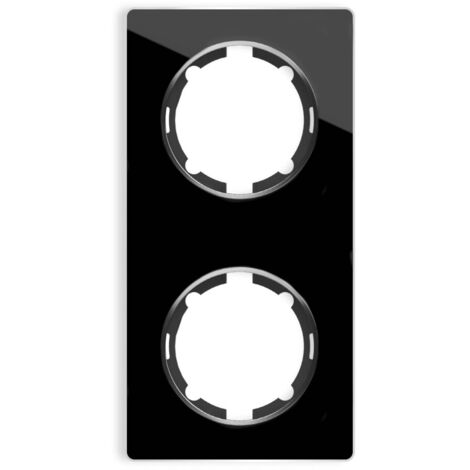 Plaque de finition Garda, en verre, vertical, 2 postes - noir