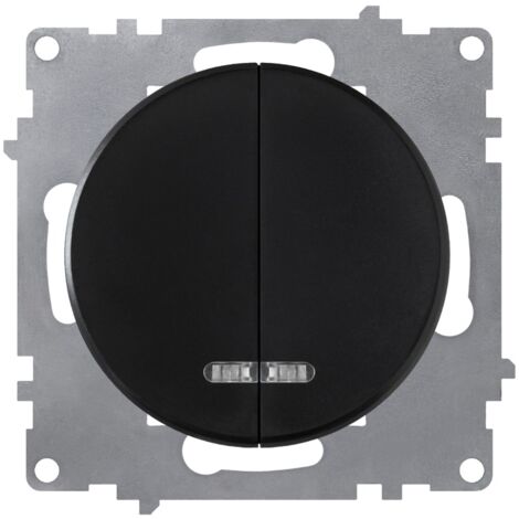 Interrupteur double, simple allumage, témoin lumineux LED, 1 voie - noir