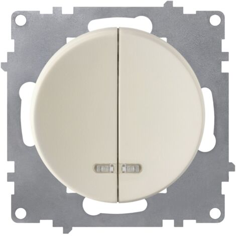 Interrupteur double, simple allumage, témoin lumineux LED, 1 voie - beige