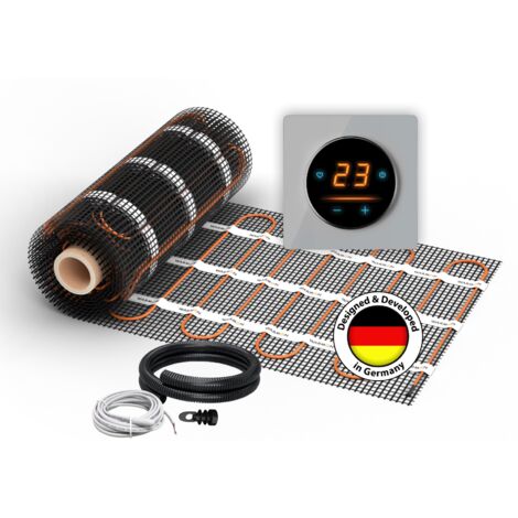 Chauffage au sol électrique pour carrelage WARMON ULTRA 200 W/m² + Thermostat WiFi OKE-25 Tactile, cadre verre Garda gris - 8 m²