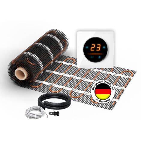 Chauffage au sol électrique pour carrelage WARMON CLASSIC LIGHT 100 W/m² + Thermostat WiFi OKE-25 Tactile, cadre verre Garda blanc - 5 m²