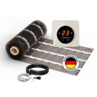 Chauffage au sol électrique pour carrelage WARMON ULTRA 200 W/m² + Thermostat WiFi OKE-25 Tactile, cadre verre Garda beige - 1 m²