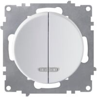 Interrupteur double, simple allumage, témoin lumineux LED, 1 voie - blanc