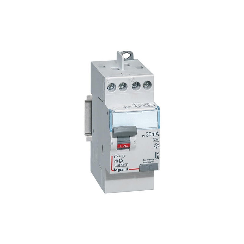 Interrupteur différentiel DX³-ID arrivée haute et départ haut à vis - 2P 230V 40A typeA 30mA - 2 modules