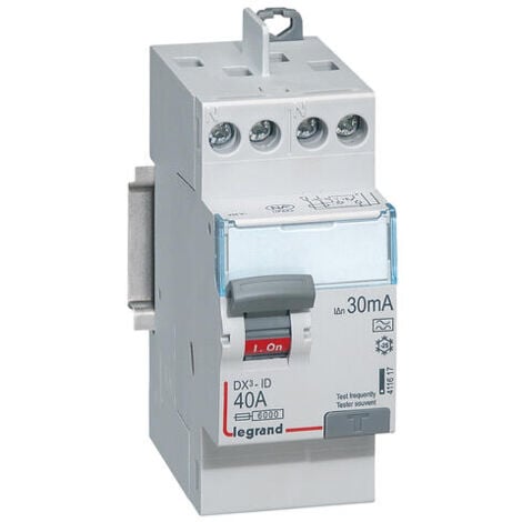 Interrupteur différentiel DX³-ID arrivée haute et départ haut à vis - 2P 230V 40A typeA 30mA - 2 modules
