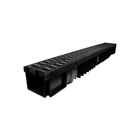 Wovar – Caniveau de voirie en plastique noir 1000 x 125 x 105 mm – Évite stagnation eau pluie – Accessoires compatibles disponibles