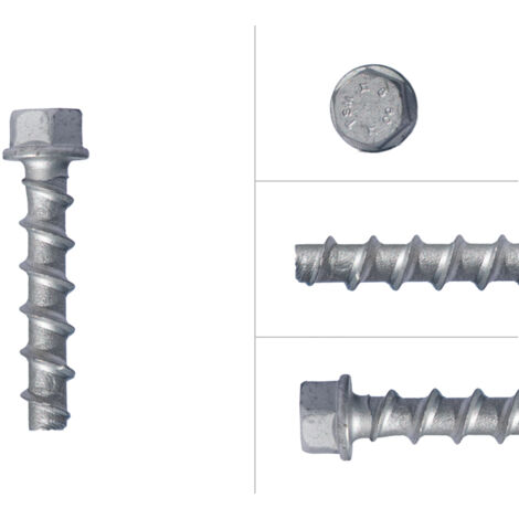Vis à béton galvanisée M8 x 60 mm tête hexagonale SW13 - Boîte de (1/2)