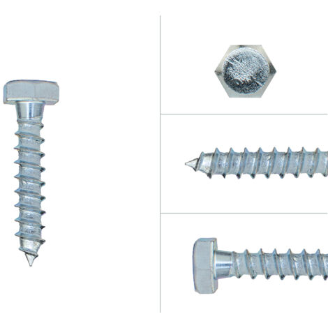 Tirefond galvanisé M6 x 30 mm - Par 200 pièces (1/3)