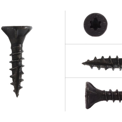 Vis noires galvanisées 3.5 x 16 mm Torx 20 avec pointe