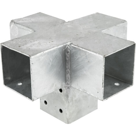 Wovar – Connexion d'angle pour poteaux 7 x 7 cm en acier galvanisé – 20 trous de vis pour montage rapide – Modèle Cross