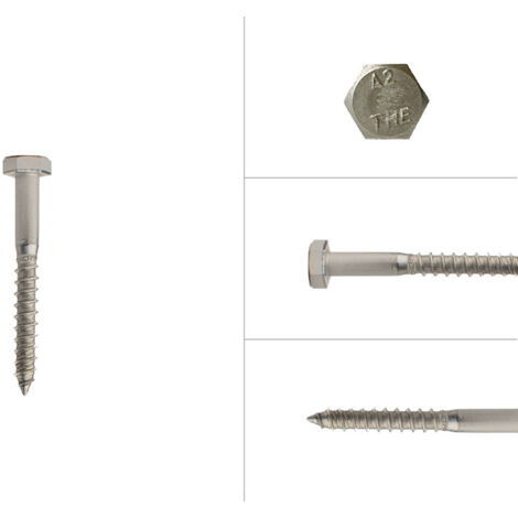 Tirefond inox M6 x 50 mm - Par 200 pièces (1/2)