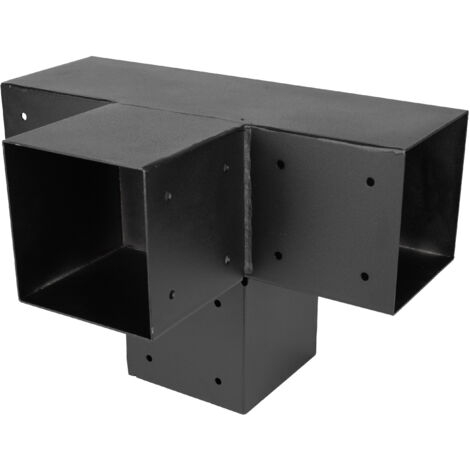 Wovar – Connecteur d'angle pour pergola 15 x 15 cm – Acier inoxydable noir – 34 trous de montage – Installation facile avec vis 6 x 50 mm