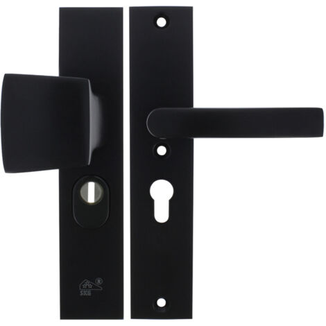 Quincaillerie de sécurité noire avec protection du cylindre SKG3 (1/4)