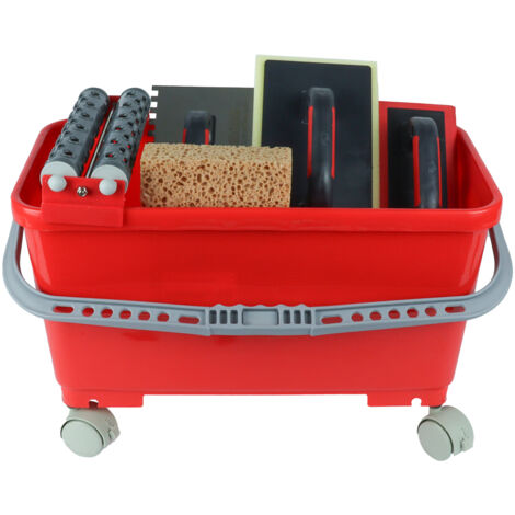 Wovar – Kit joint carrelage – Nettoyage rapide après jointoiement – Sceau 25L, rouleaux perforés, taloche éponge – Pour carrelages intérieurs