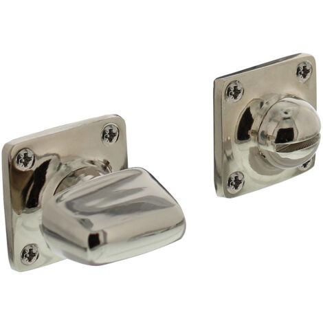 Serrure rosace WC carrée en nickel brillant - Par set (1/2)