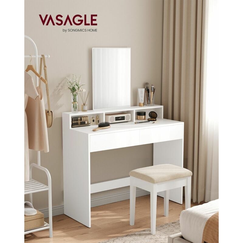 VASAGLE Dressing Table with Large Mirror Vanity Table with 2