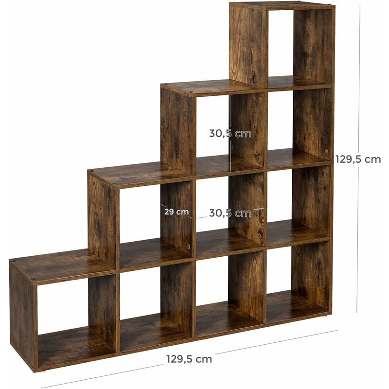 Vasagle Staircase Shelf 10 Cube, Wooden Cube Bookcase