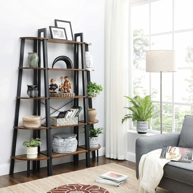 VASAGLE Corner Shelf, 4-Tier Industrial Storage Rack, Ladder Bookcase,  Organiser Unit for Home, Living Room, Bedroom, Balcony