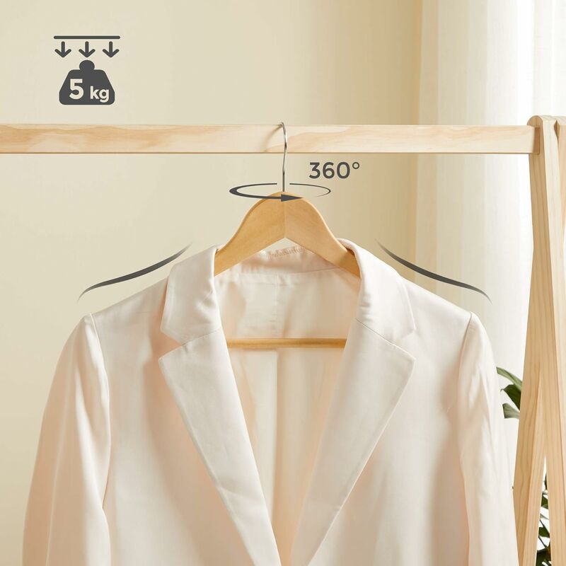 360 Degree Swivel Hook 12-Pack Wood Clothes Hangers Coats Shirts Trousers Trousers Bar White CRW002W01 Jackets for Outfits SONGMICS Coat Hangers with Shoulder Notches 