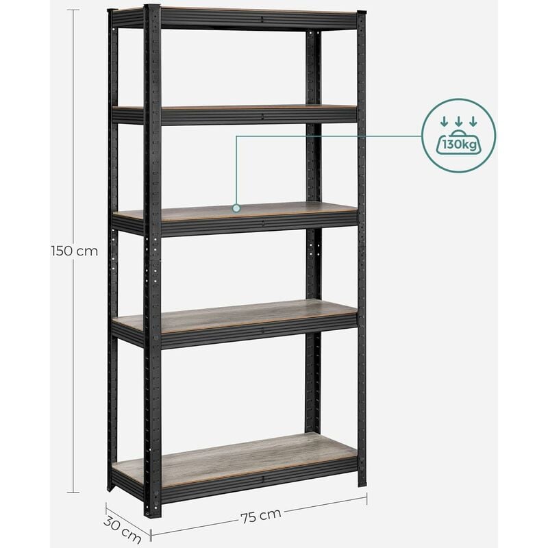 VEVOR VEVOR Shelving Unit 48x18.5 Inch Storage Shelves 5-Tier shelving  Units And Storage Adjustable Shelf Storage Unit Adjustable Feet Shelving  Units Stainless Steel Kitchen Shelves