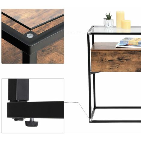 Vasagle Industrial Console Table, Small Industrial Console Table With Drawers