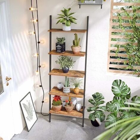 Vasagle Industrial Ladder Shelf 5 Tier, How To Secure Leaning Bookcase Wall