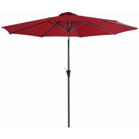3 m Parasol Umbrella, Sun Shade, Octagonal Polyester Canopy, with Tilt and Crank Mechanism, for Outdoor Gardens, Balcony and Patio, Base Not Included, Red GPU30RD - Red