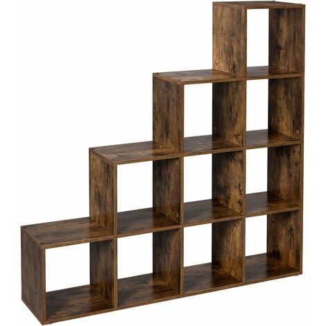 Vasagle Staircase Shelf 10 Cube, Wood Cube Bookcase Display Cabinet