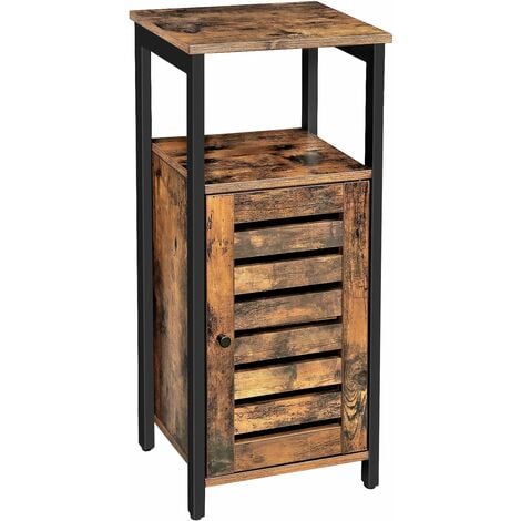 VASAGLE Industrial Storage Cabinet, Side Cabinet with Shelf, Side Table, Multifunctional in Living Room, Bedroom, Hallway, 37 x 30 x 81 cm, Rustic Brown by SONGMICS LSC34BX - Rustic Brown