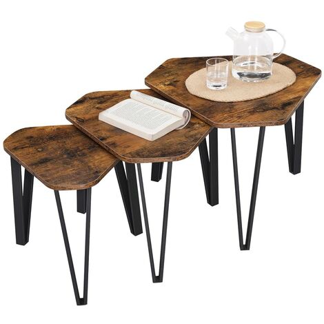 Vasagle Nesting Coffee Table Set Of 3, Black Side Tables For Living Room Uk