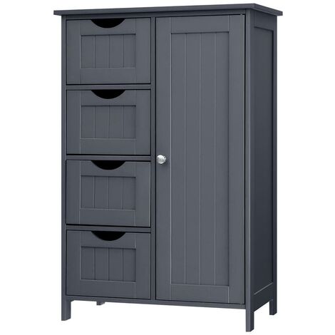 VASAGLE Bathroom Floor Storage Cabinet, Wooden Storage Unit with 4 ...