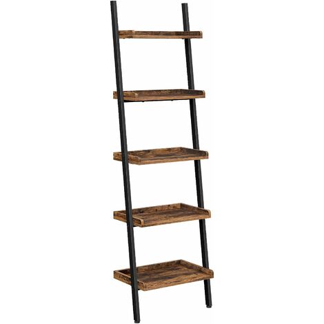 Vasagle Ladder Shelf 5 Tier Bookcase, Rustic Farmhouse Ladder Bookcase
