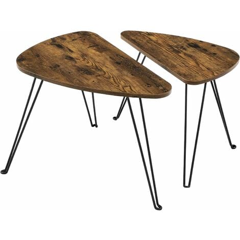 VASAGLE Set of 2 Side Tables, Nesting Tables, End Tables, for Living Room, Dining Room, Bedroom, Industrial Style, Rustic Brown and Black by SONGMICS LNT012B01 - Rustic Brown and Black