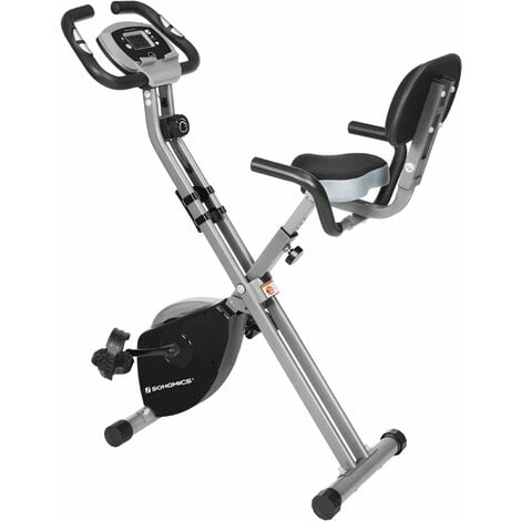 Sportana Exercise Bike 10 Resistance Levels Battery-Operated LCD Display Phone Holder Quiet Flywheel Indoor Fitness