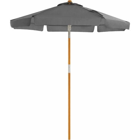 Garden Parasol 2 m, Wooden Patio Parasol Umbrella, Sunshade with UPF 50+ Protection, Wooden Pole and Ribs, Tilt, Base Not Included, for Outdoor Balcony Terrace, Grey GPU201G01 - Grey