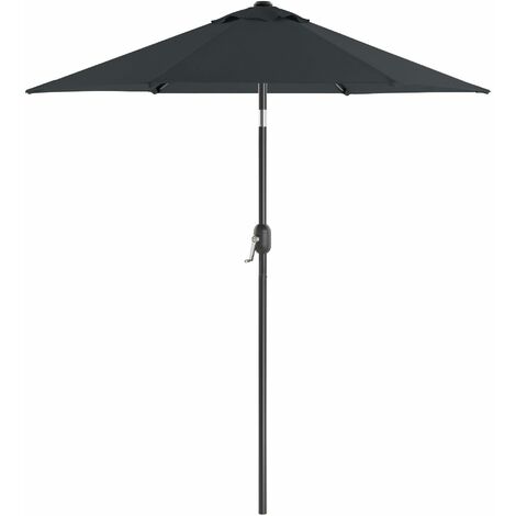 Garden Parasol Umbrella 2 m, Sunshade with Metal Pole and Ribs, Tiltable, Base Not Included, for Outdoor Terrace Balcony, Grey GPU202G01