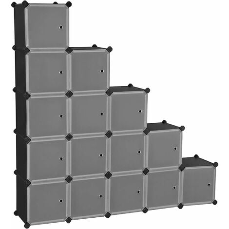 15-Cube DIY Storage Organiser Unit, Plastic Closet Cabinet