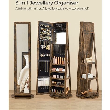 Shop Songmics Jewellery Cabinet with Wheels and LED Lighting