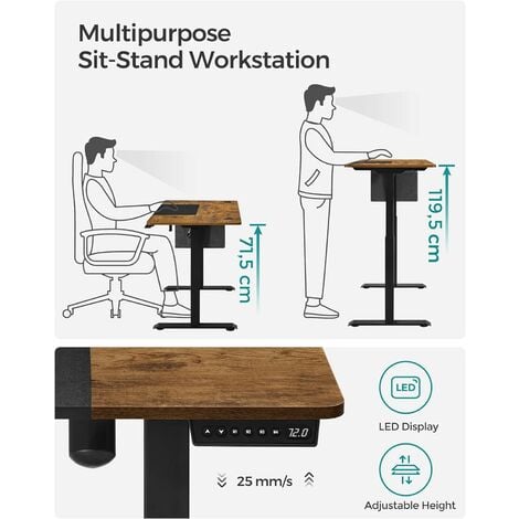 Costway 48'' Electric Sit to Stand Desk Adjustable Workstation w/ Keyboard Tray Brown