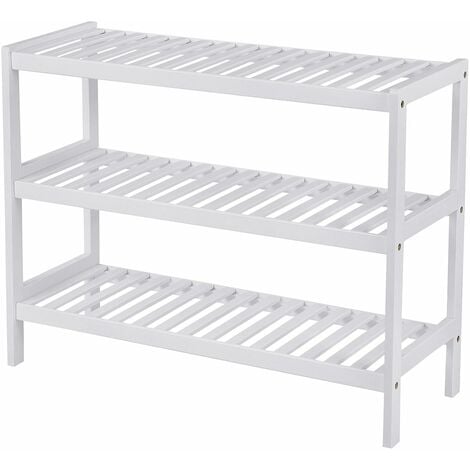 Home Basics 4-Tier Stackable Shoe Rack, Grey, 12 Pair Capacity,  Freestanding Shoe Storage Organizer in the Shoe Storage department at