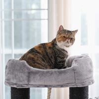 FEANDREA Cat Tree, Large Cat Tower with Fluffy Plush Perch, Cat Condo with Basket Lounger and Cuddle Cave, Extra Thick Posts Completely Wrapped in Black Sisal, Stable, Comfortable, Light Grey, by SONGMICS, PCT02W - Light grey