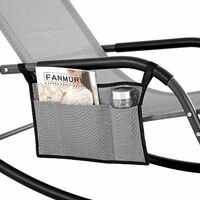 Sun Lounger, Garden Chair, Rocking Chair with Headrest and Side Pocket, Iron Structure, Breathable Synthetic, Comfortable, Max. Load Capacity 150 kg, Grey GCB23GY