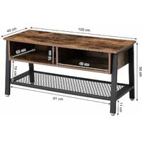 VASAGLE TV Stand, Industrial TV Cabinet with Mesh Storage Shelf, Console, Coffee Table with Metal Frame, 2 Storage Compartments, for Living Room, Rustic Brown by SONGMICS LTV92X