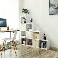 Bookcase Staircase Shelf, 10-Cube Storage Unit, Wooden Display Rack, Free Standing Shelf, Room Divider Step Rack, White, LBC10WTV1 - White