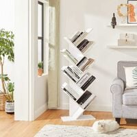 VASAGLE Tree Bookshelf, 8 Tier Floor Standing Bookcase with Wooden Shelves for Living Room, Home Office, White by SONGMICS LBC11WTV1 - White