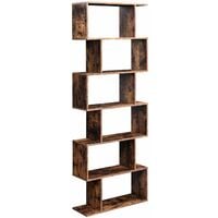 VASAGLE Wooden Bookcase, Cube Display Shelf and Room Divider, Freestanding Decorative Storage Shelving, 6-Tier Bookshelf, Rustic Brown by SONGMICS LBC61BX - Rustic Brown